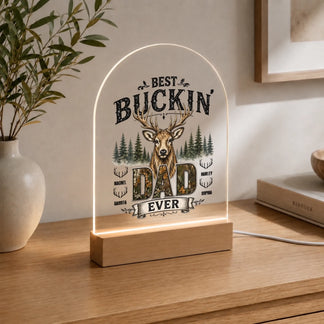 Personalized Dad LED Night Light Warm Glow – Father's Day Gift for Hunting Dad