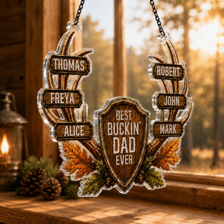Best Buckin Dad Ever Suncatcher - 2-Sided Acrylic Ornament 