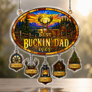 Personalized suncatcher with kids names – unique gift for hunting dad