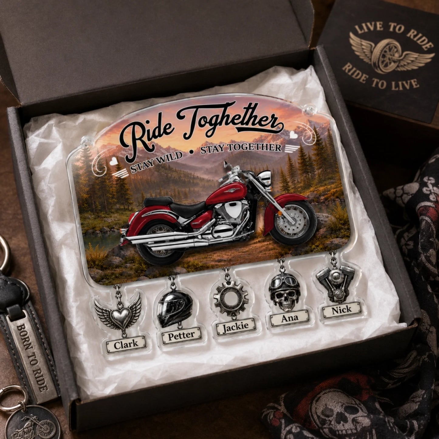 Biker dad personalized suncatcher – unique Father's Day gift for motorcycle lover