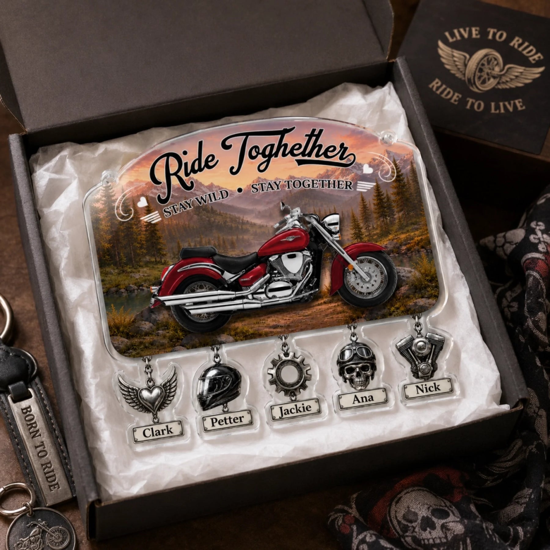 Biker dad personalized suncatcher – unique Father's Day gift for motorcycle lover