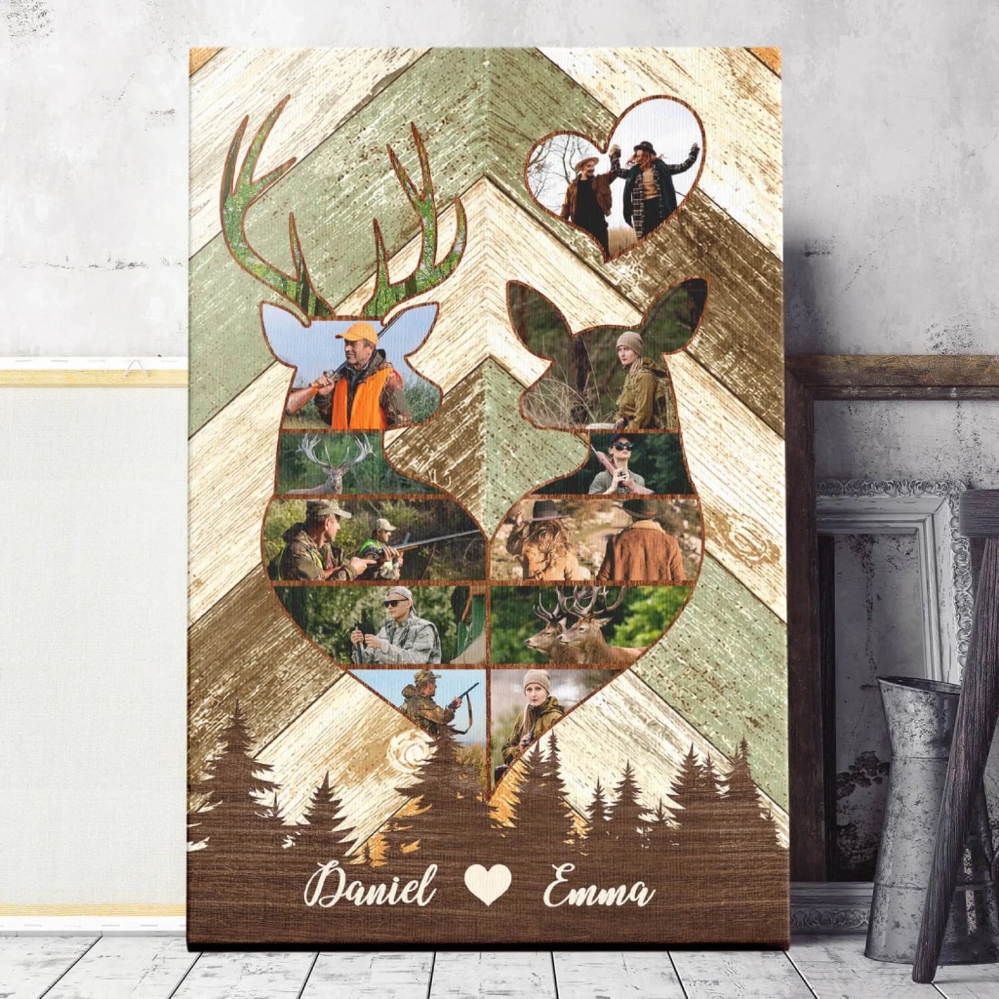 Couple Hunting Canvas Size Guide – Available in 8x12 to 24x36 Inches