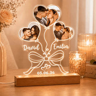 Couple LED Night Light heart balloon photo collage design