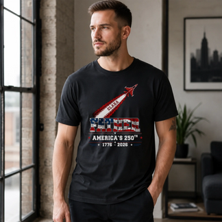Man wearing custom dad t-shirt - personalized Father's Day gift for him America 250