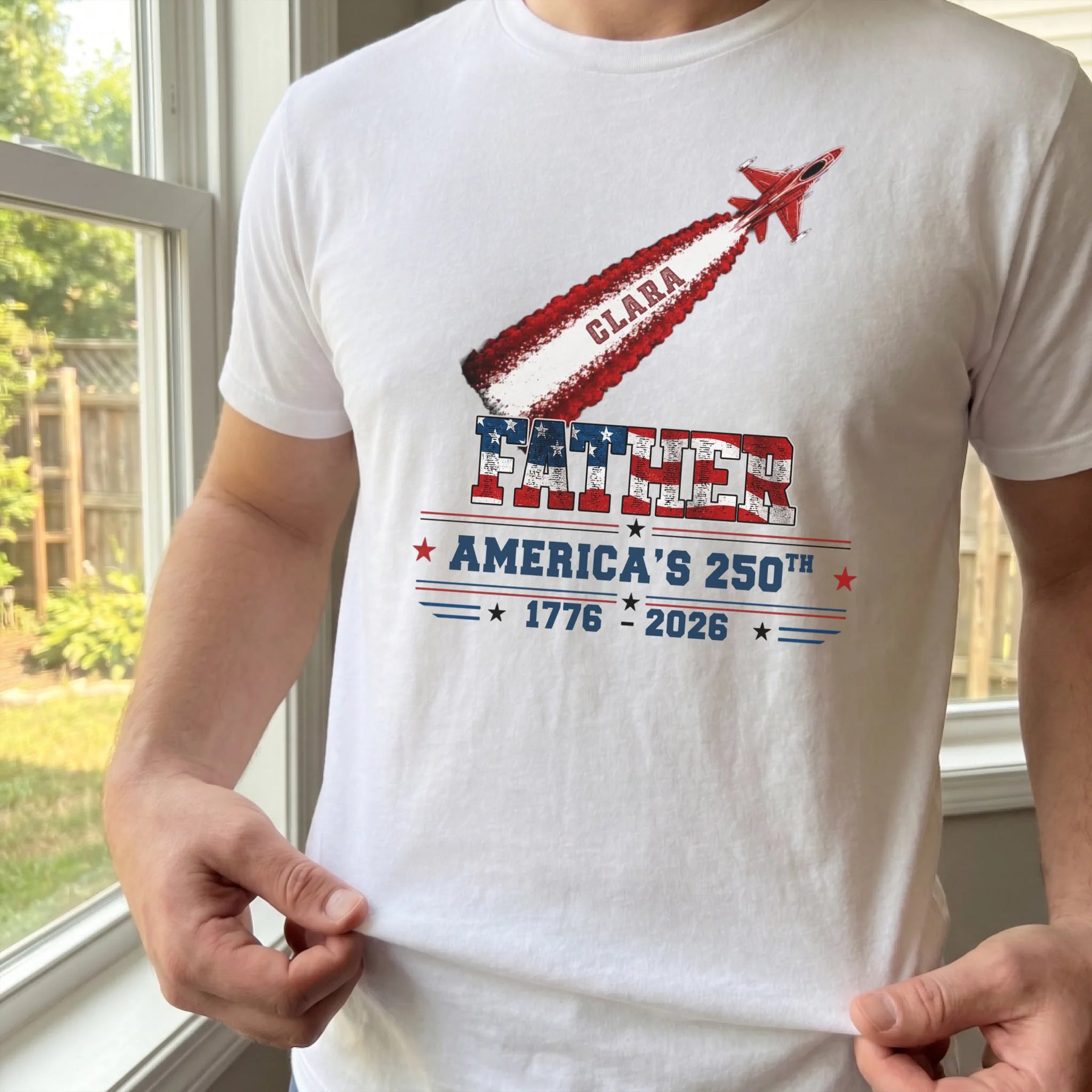 Custom dad t-shirt mockup - America 250 patriotic personalized gift for dad