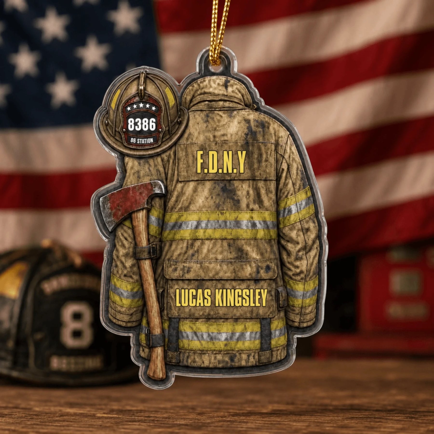 Custom Firefighter Acrylic Car Ornament With Personalized Name And Department