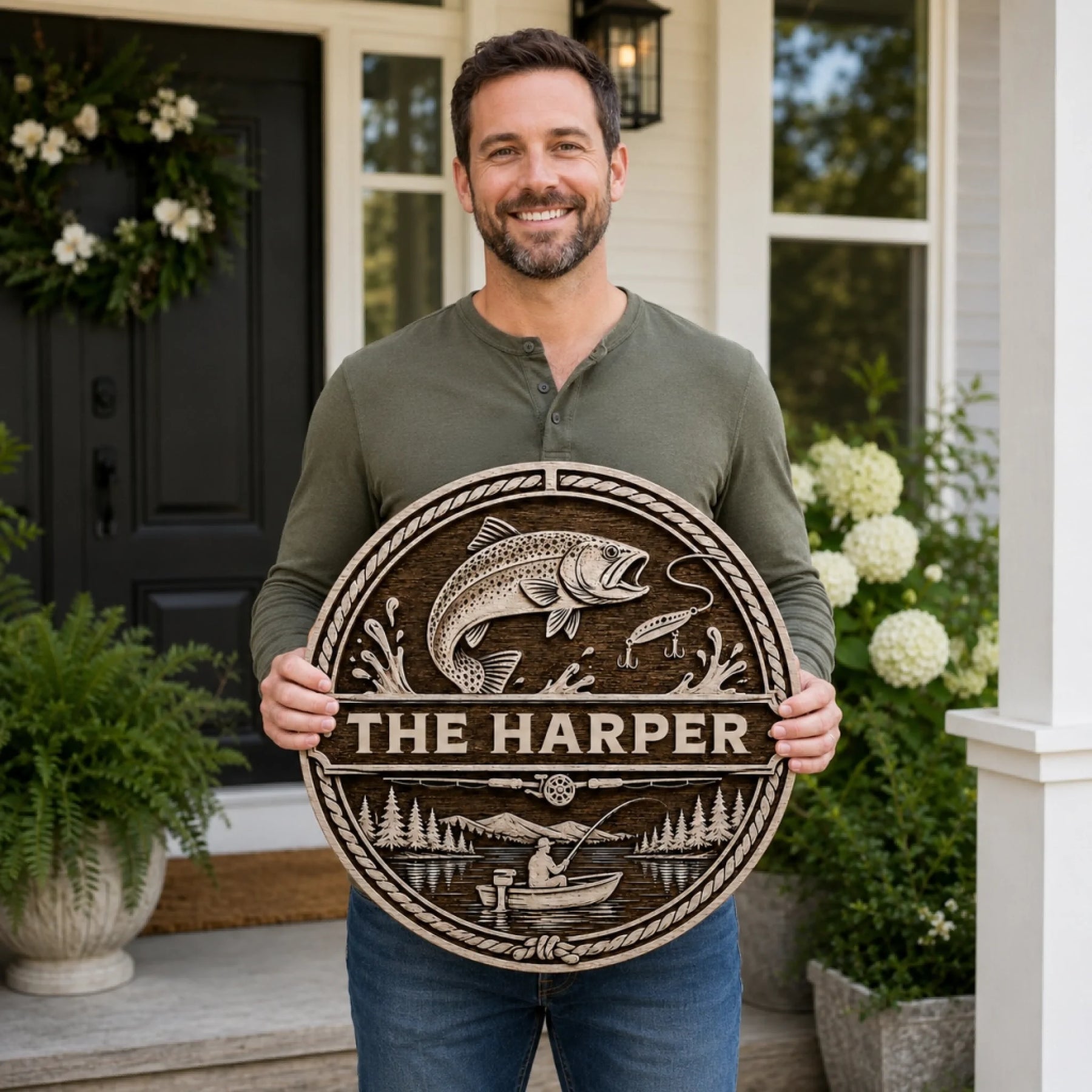 Custom Fishing Sign for Dad or Grandpa – Personalized Fisherman Gift