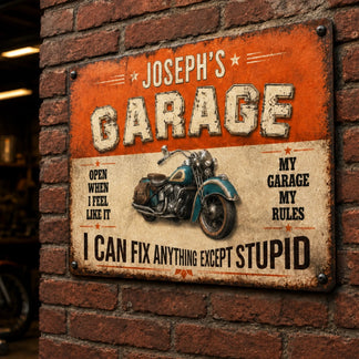 Custom Garage Metal Sign for Man Cave or Workshop Decor