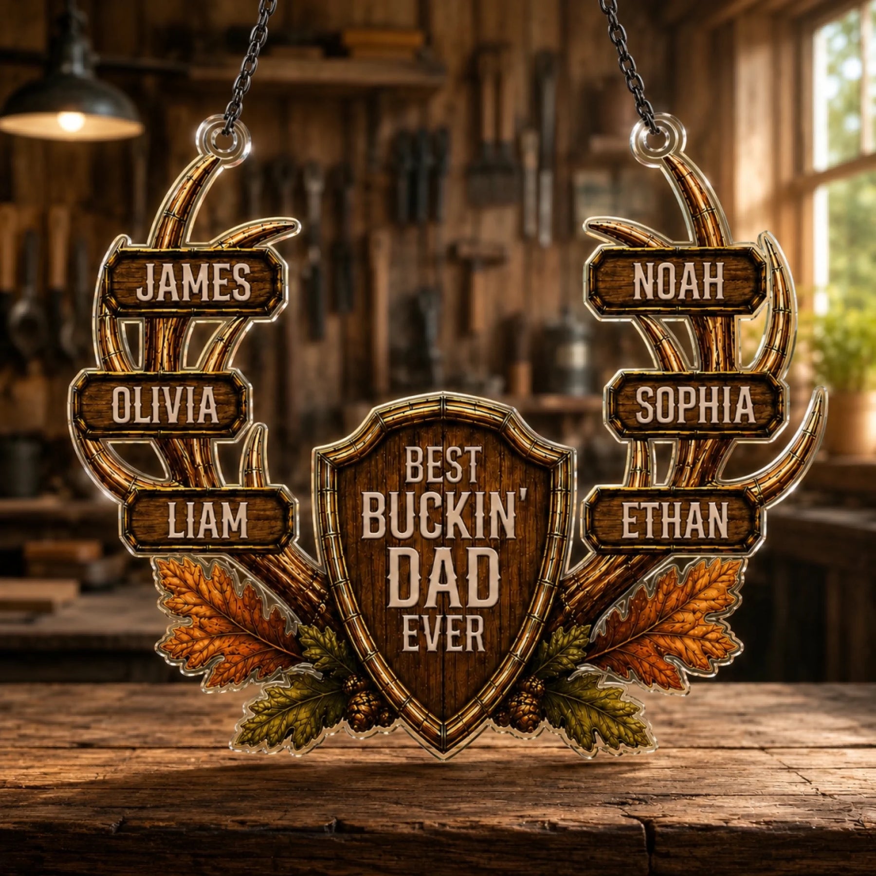 Custom Kids Names On Dad Suncatcher - Personalized Father's Day Keepsake