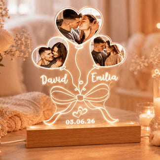 Custom LED Night Light for Couples with Names and Special Date