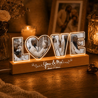 Custom photo LED night light for couples - romantic bedroom decor gift