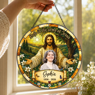 Custom Photo Memorial Suncatcher – Christian Bereavement Gift for Grieving Family