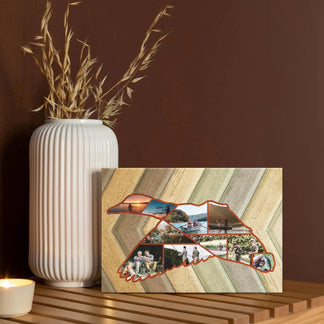 Duck hunting personalized photo canvas gift for Dad on wooden shelf – custom outdoor wall art
