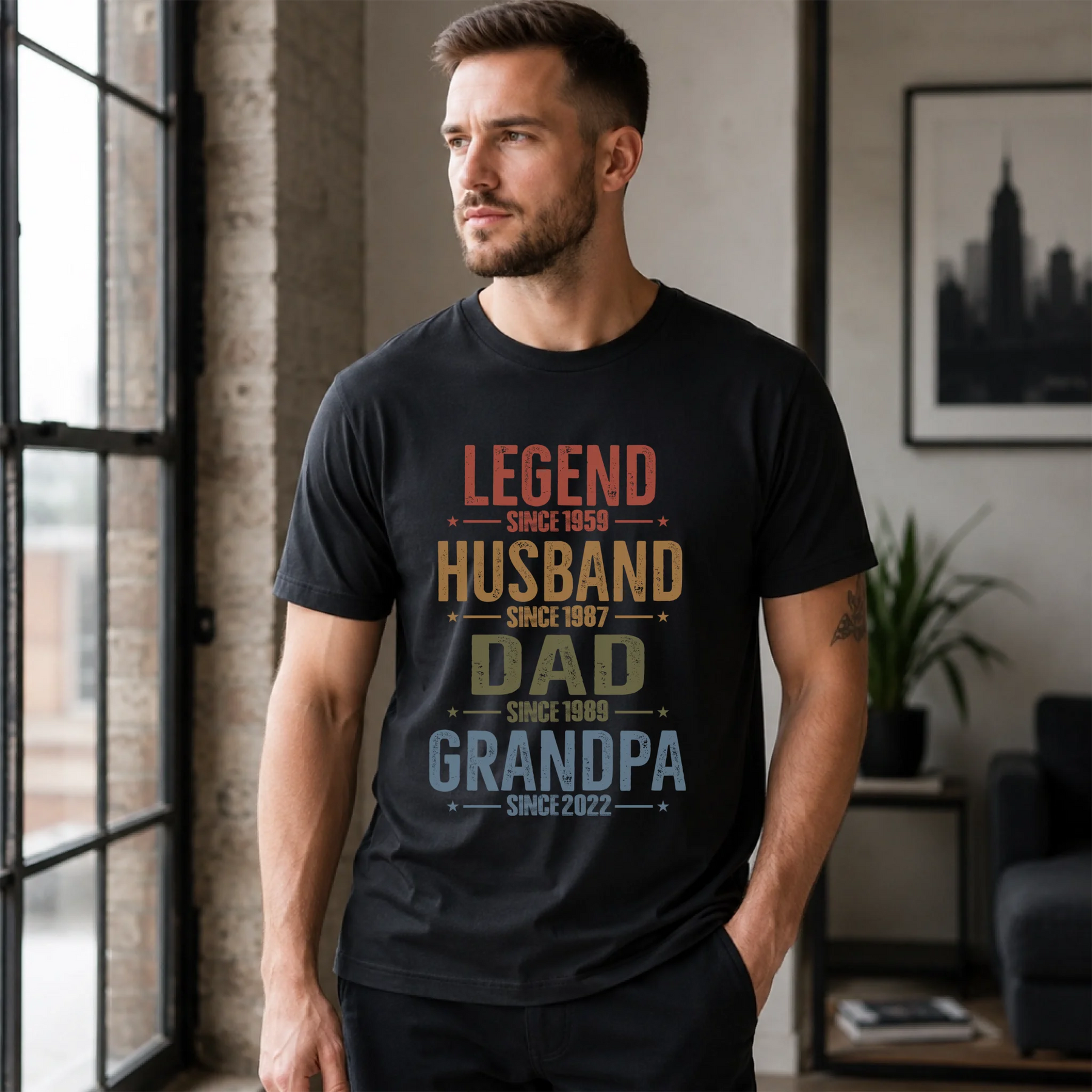 Father's Day gift custom dad t-shirt personalized with year - Legend Husband Dad Grandpa shirt