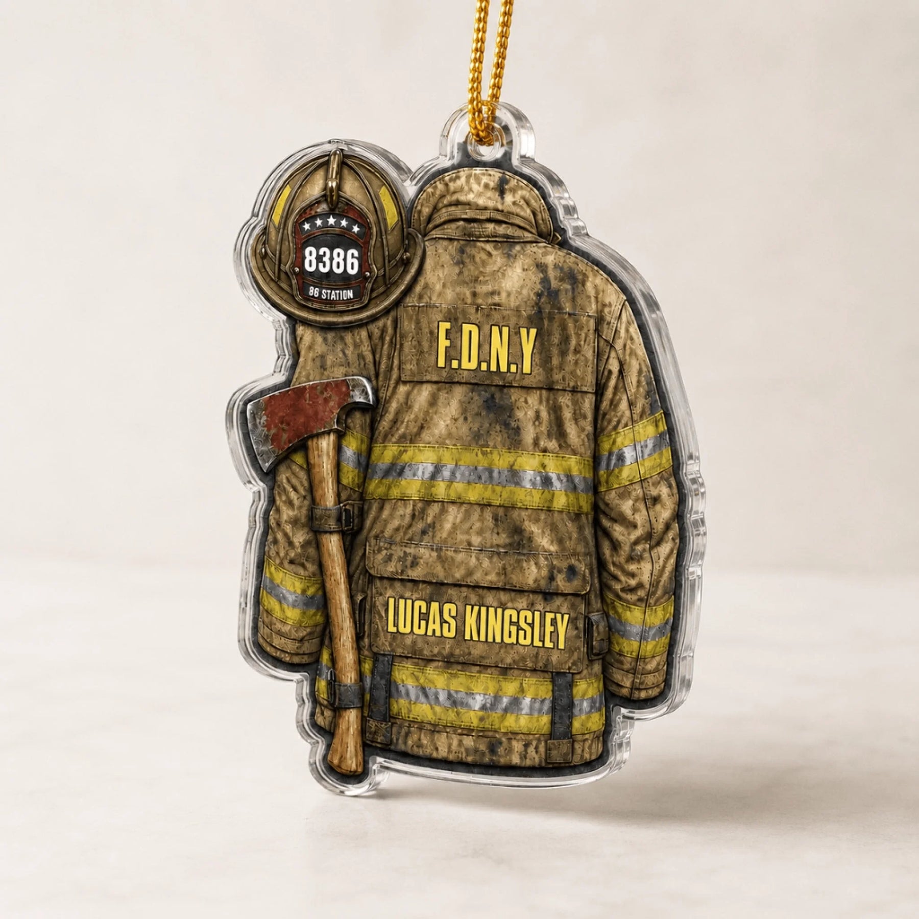 Firefighter Acrylic Ornament Gift For Him Rearview Mirror Hanging Decoration