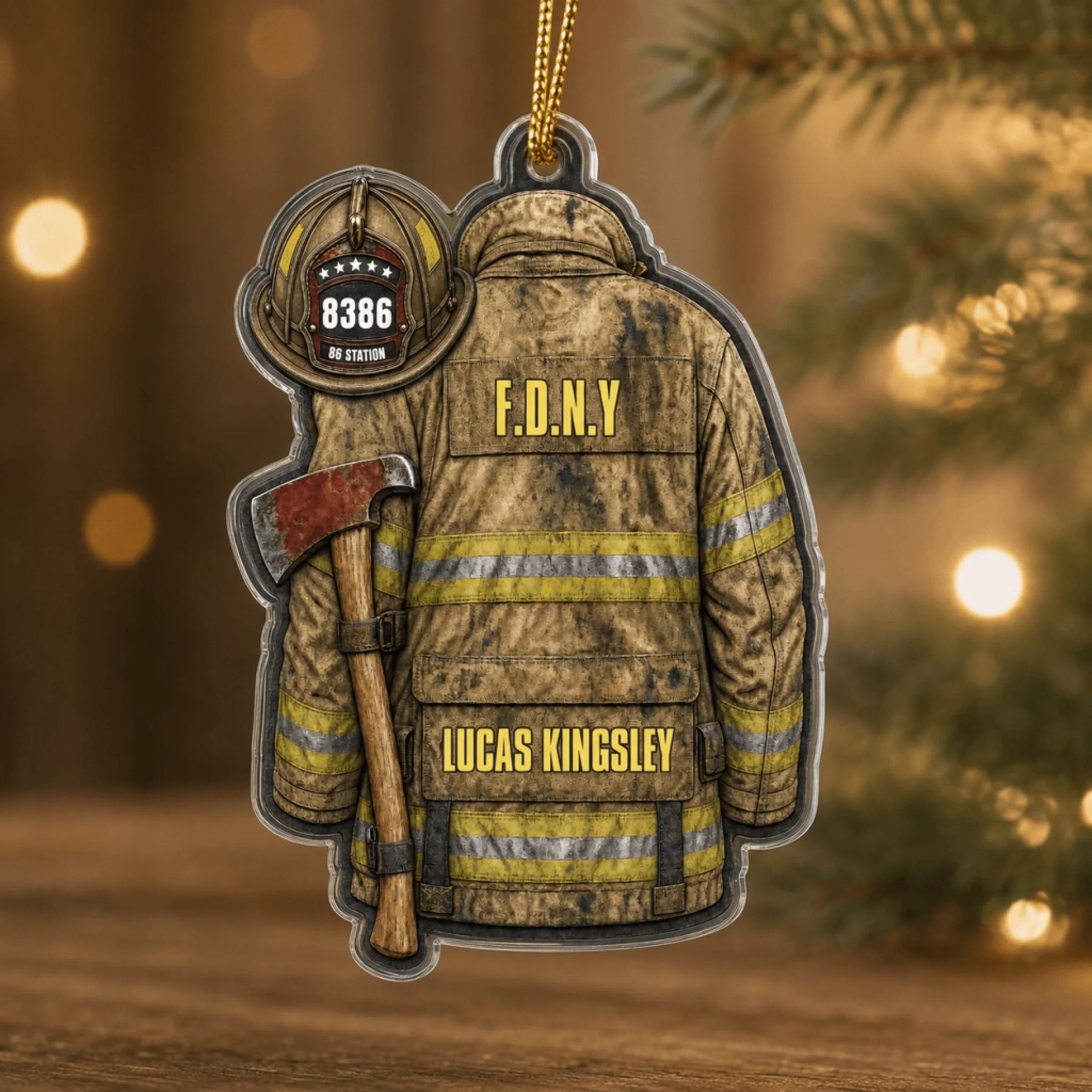 Firefighter Personalized Acrylic Car Ornament Custom Uniform Color Options