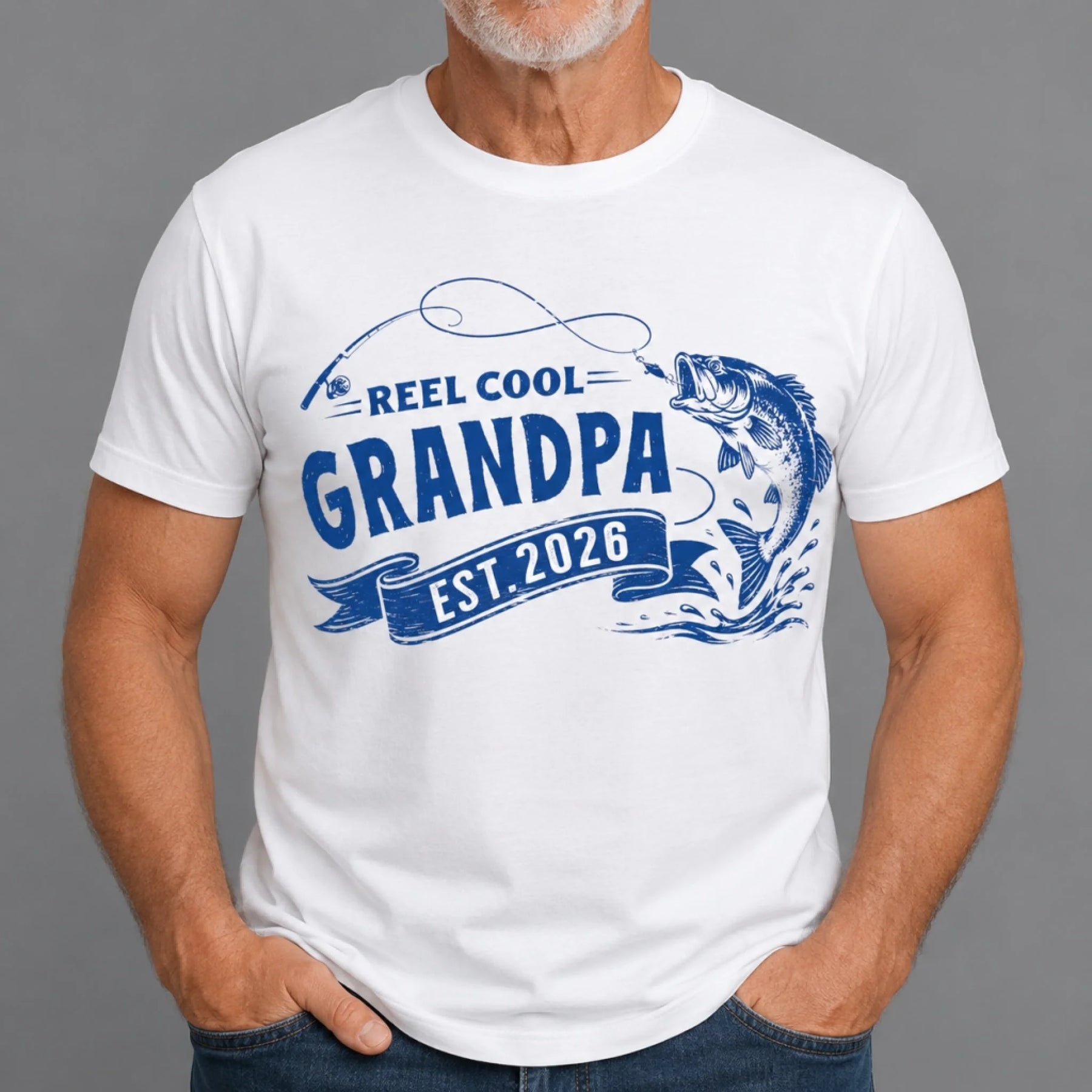 Man wearing Reel Cool Dad personalized fishing t-shirt – gift for fishing lovers
