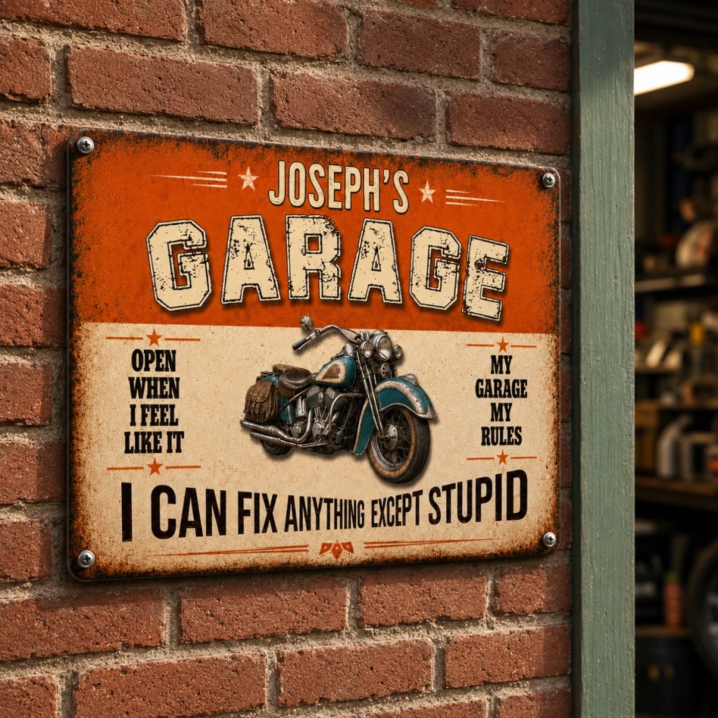 Funny Personalized Garage Decor Metal Sign with Custom Vehicle – Gift for Men