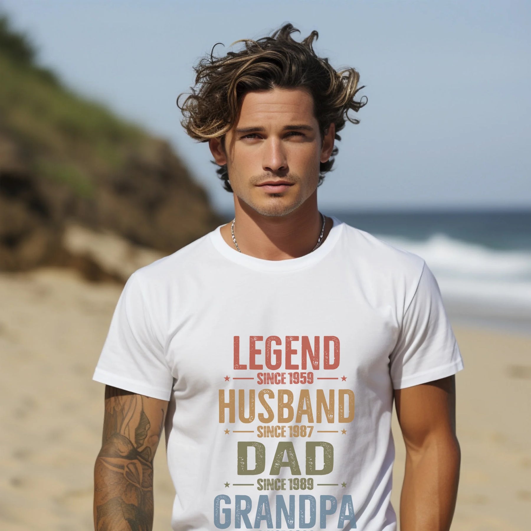 Personalized gift for men - custom dad t-shirt with year Legend Husband Dad Grandpa