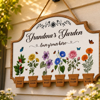 Custom Grandma Garden Sign with Grandchildren Names and Dates