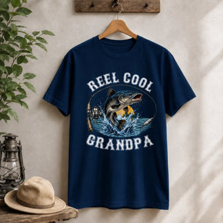 Fishing t-shirt for grandpa size guide – sizes S to 5XL available
