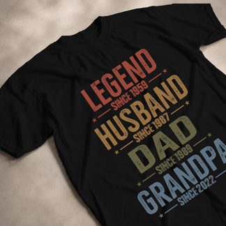 Personalized grandpa shirt with custom year - Legend Husband Dad Grandpa Father's Day gift