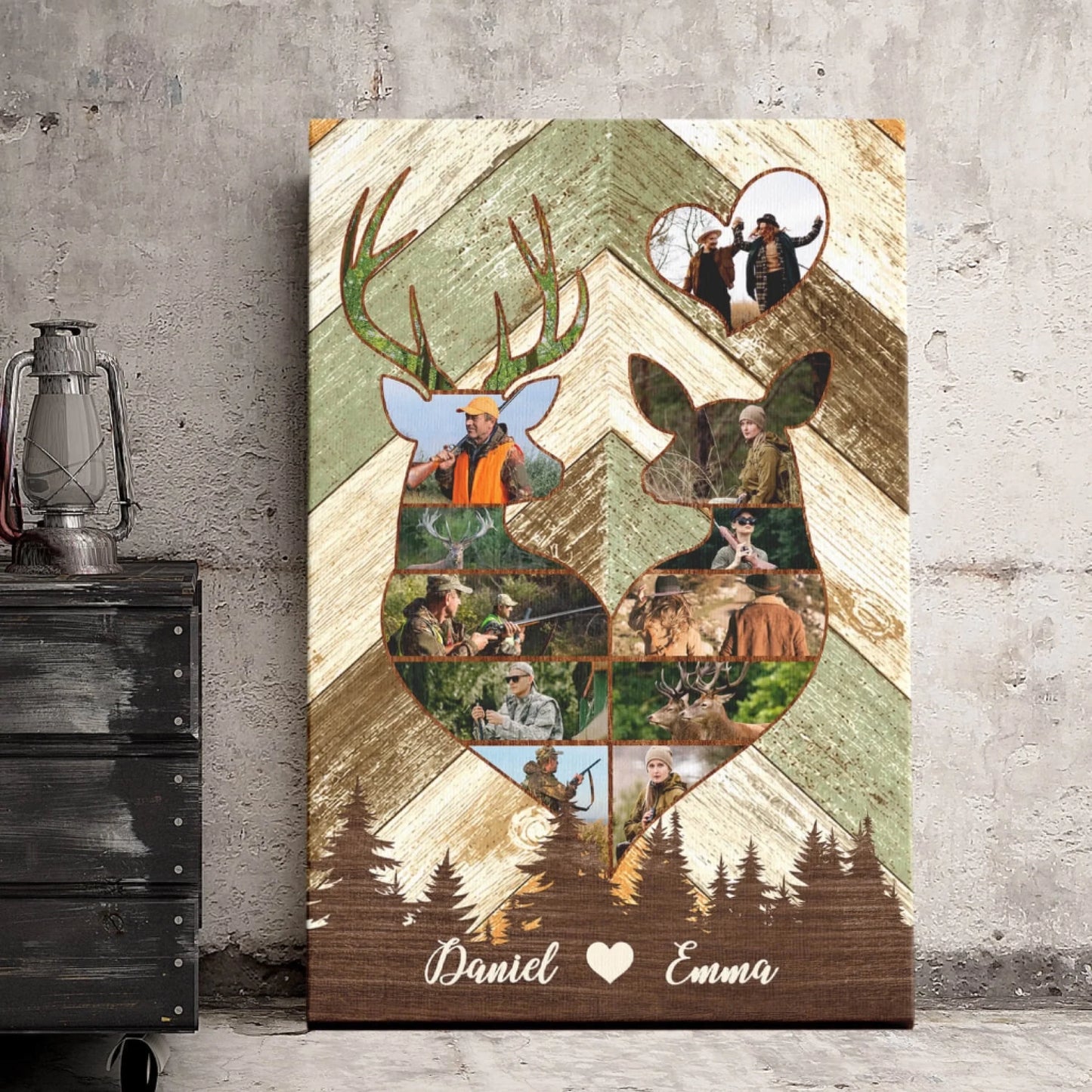 Personalized Hunting Couple Canvas Wall Art for Bedroom or Living Room Decor