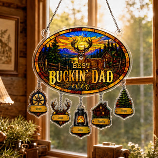 Hunting dad personalized ornament – custom suncatcher gift for him