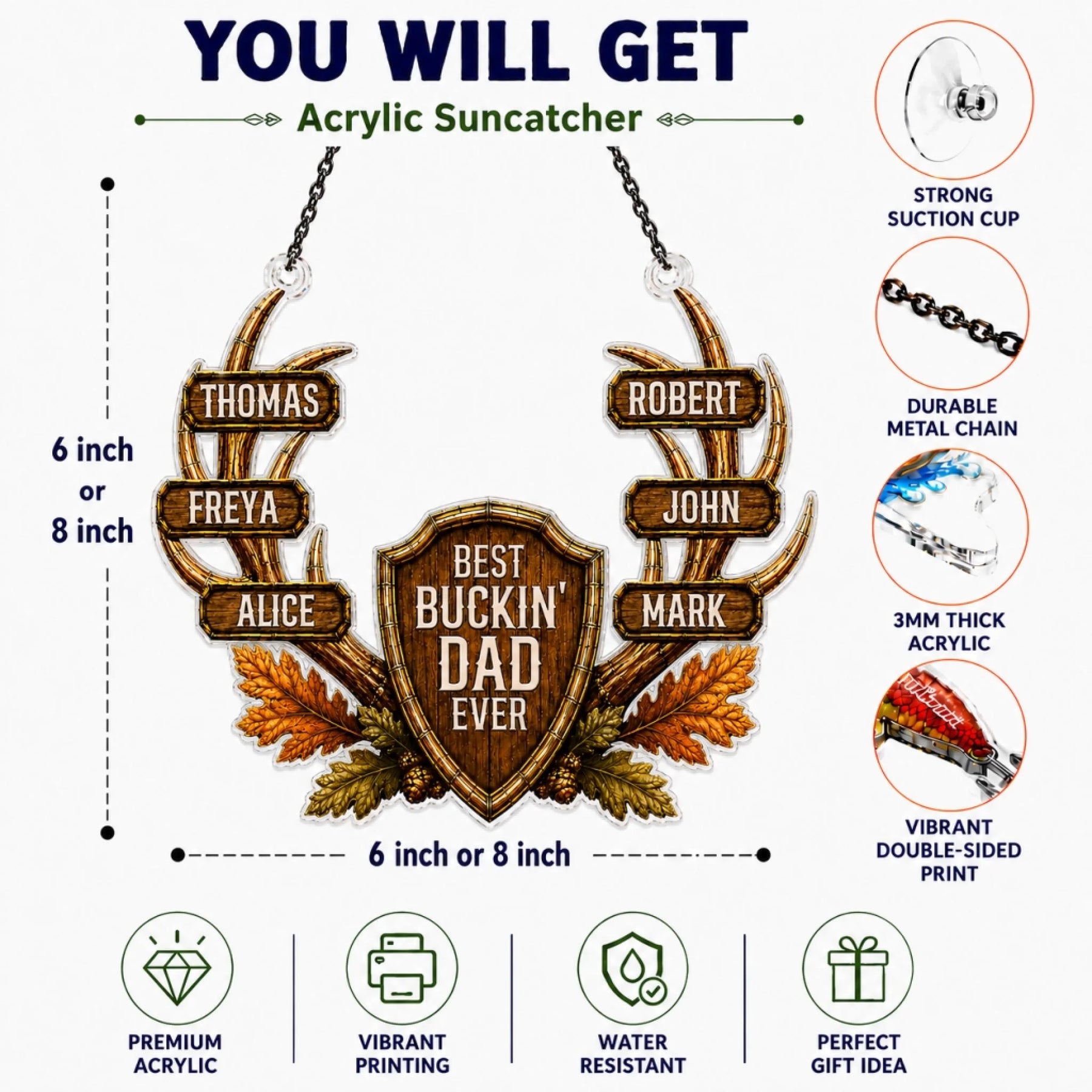 hunting suncatcher – 6 in to 12 in size options for dad