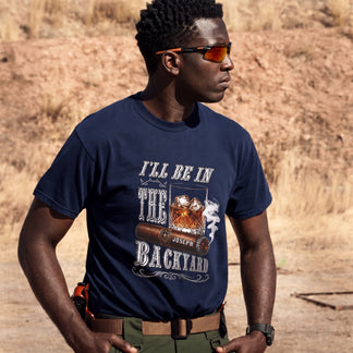 A navy blue t-shirt for men with a custom Joseph name on a whiskey and cigar design, ideal for outdoor relaxation.