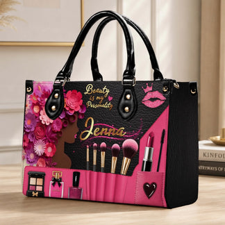 Elegant Jenna personalized handbag with a fashionable makeup artist theme, ideal for daily use or as a special gift for her.