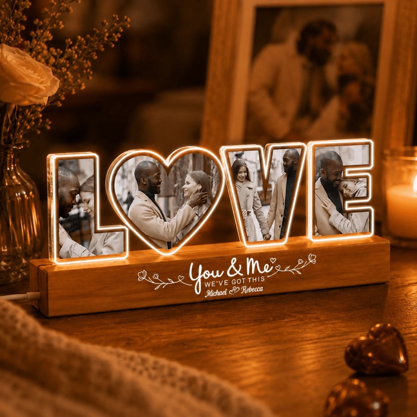 Personalized LED night light - thoughtful anniversary and Valentine's Day gift for couples