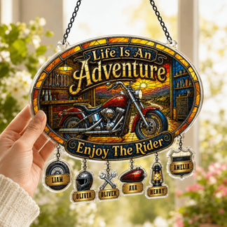 Life Is An Adventure acrylic suncatcher window decor for motorcycle lovers