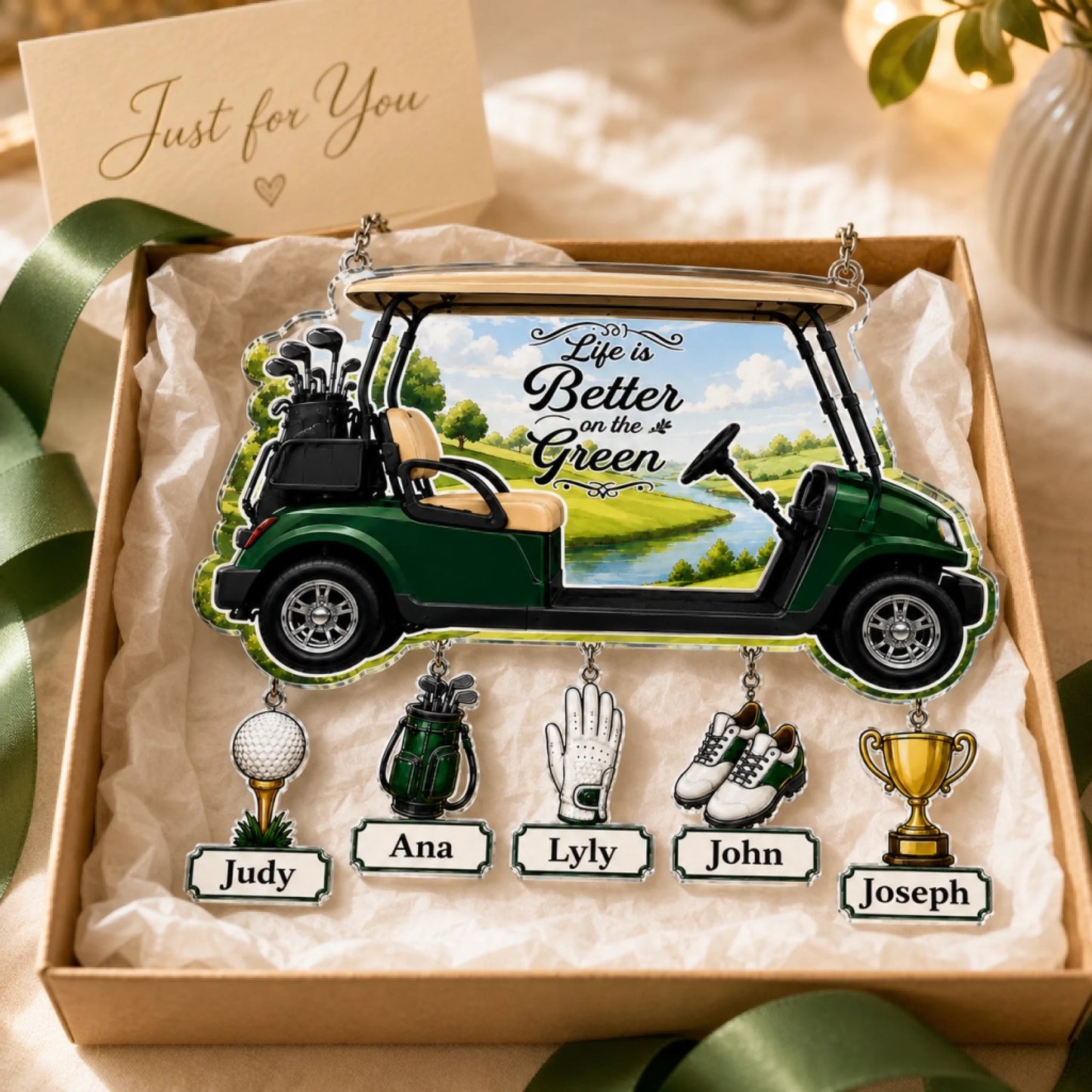 Life Is Better on the Green suncatcher – personalized golf gift for father birthday