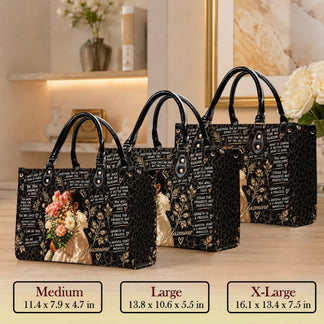 Set of three personalized floral leopard print handbags shown in medium large and extra large size options.