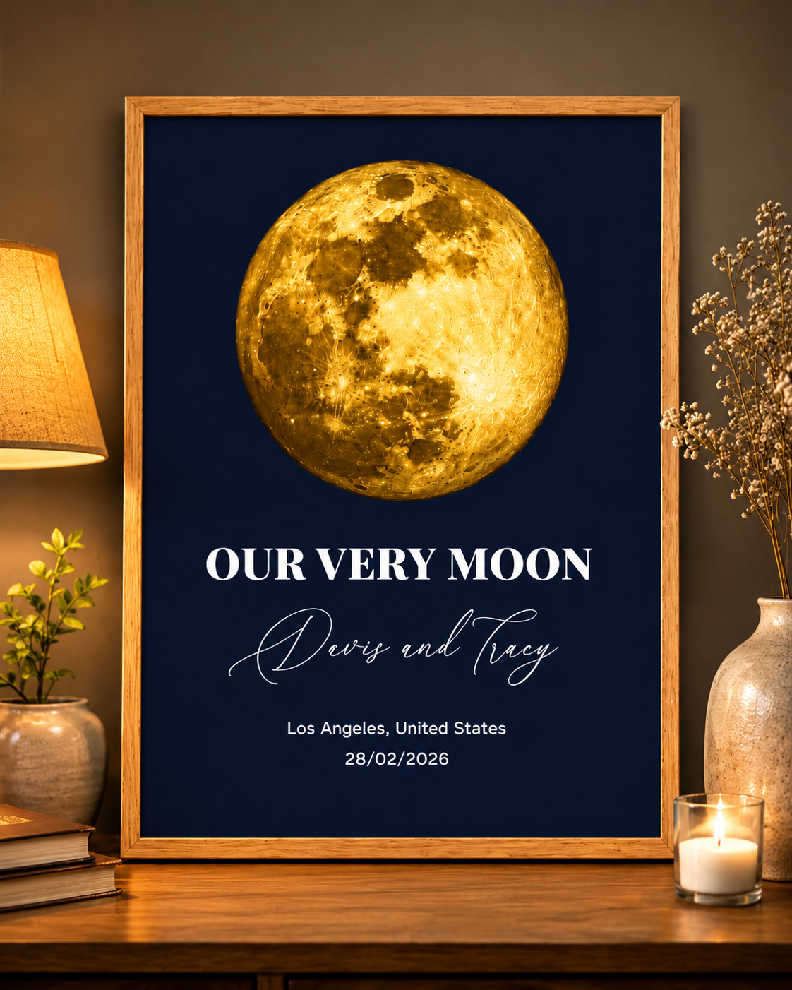 Couple Personalized Canvas - Custom Name, Date & Location - Moon Phase Anniversary Gift For Lover - Jollimate