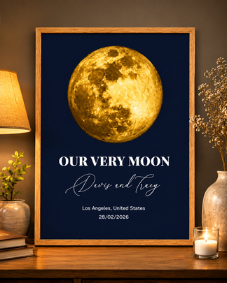 Couple Personalized Canvas - Custom Name, Date & Location - Moon Phase Anniversary Gift For Lover - Jollimate