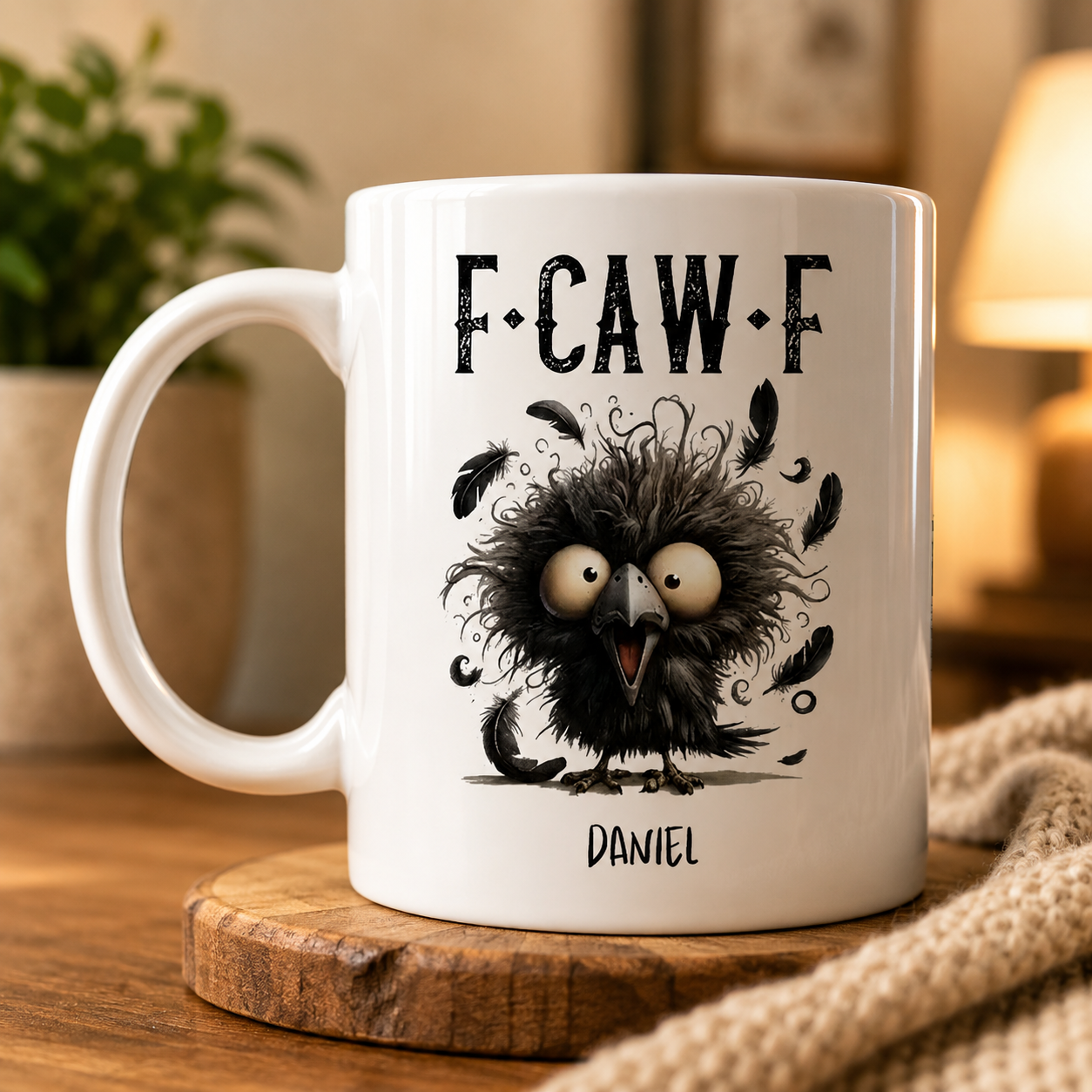 Funny Personalized Mug - Custom Name - Size 11oz To 15oz - Funny Crow Birthday Gift, Gift For Him - F-Caw-F Coffee Cup - Jollimate