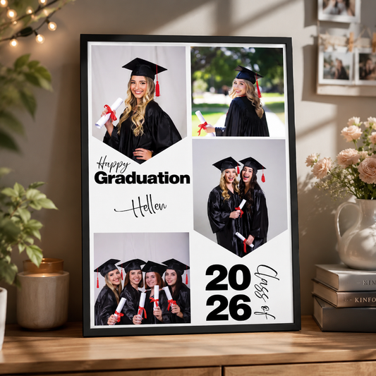 Graduation Personalized Poster - Custom Photo Collage & Name - Class Of 2026 Gift For Graduate - Jollimate