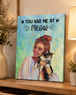 Cat Personalized Canvas - Custom Photo - Size 8x12 to 24x36 - Cat Lover Anniversary Gift - Jollimate