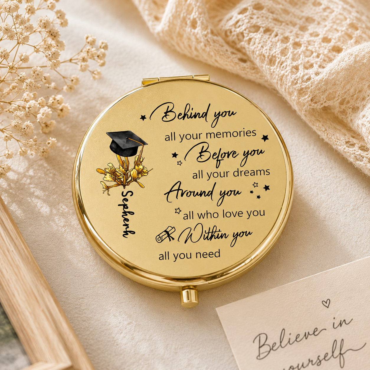 Personalized Graduate Compact Mirror - Behind You All Your Memories Before You All Your Dreams Custom Name Gift For Daughter Graduation Gift For Her
