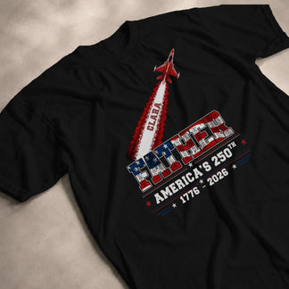 Personalized dad t-shirt with custom kid name - patriotic Independence Day and Father's Day gift