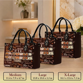 Comparison of medium, large, and extra-large personalized Grandma leopard print tote bags for gift shoppers.