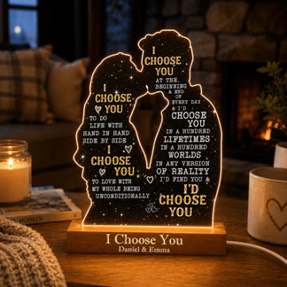 Custom couple night light with engraved names and romantic message perfect for anniversaries or Valentine's Day.