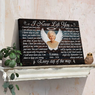 Meaningful memorial canvas art with angel wings design for a thoughtful sympathy gift for loss of loved one.