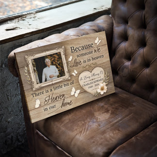 Personalized memorial canvas with custom photo and dates to honor a loved one, a touching sympathy gift for loss of dad.