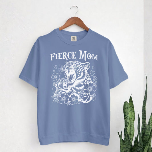 Fierce Mom T-Shirt Comfort Colors - Leopard Mom Graphic Shirt Gift For Mom, Strong Mom Tee, Mothers Day Gift