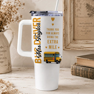 Bus driver tumbler personalized with black title color option