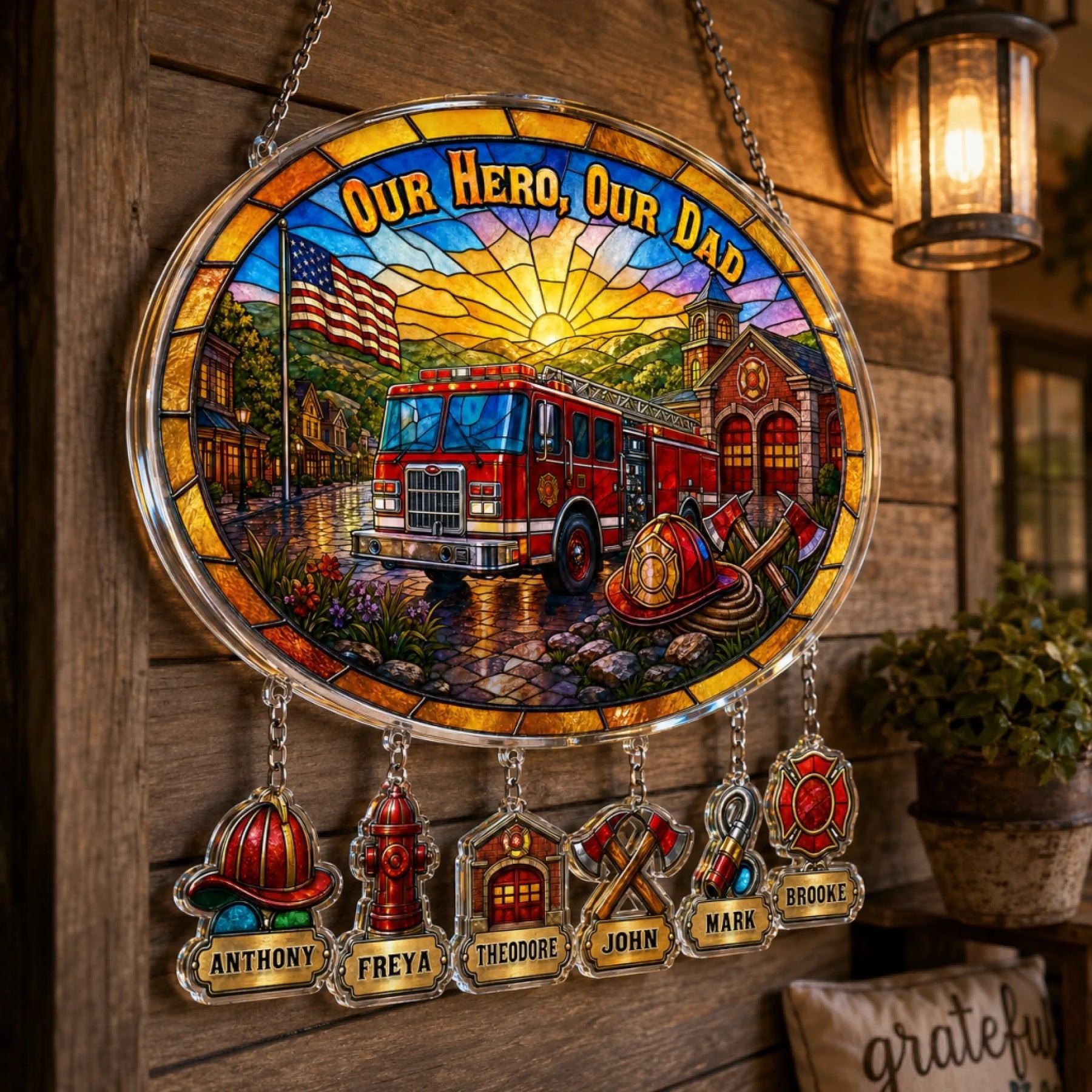 Personalized Father's Day suncatcher gift from kids custom names