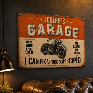 Personalized Garage Metal Sign as Birthday or Father's Day Gift for Dad